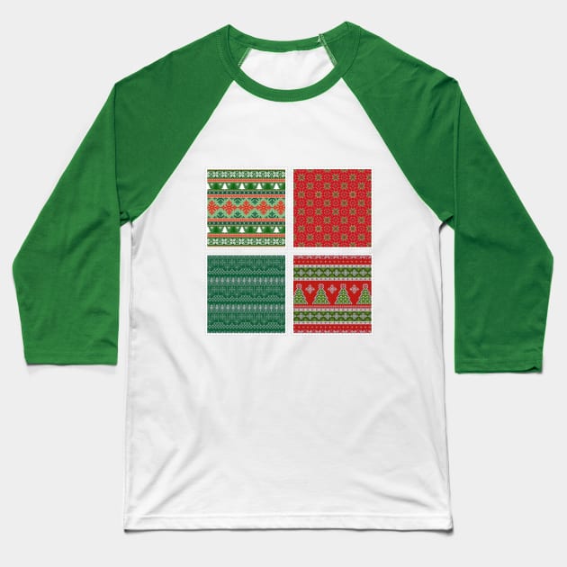 Yule Christmas Jumper Stamps Baseball T-Shirt by Wicca Fairy